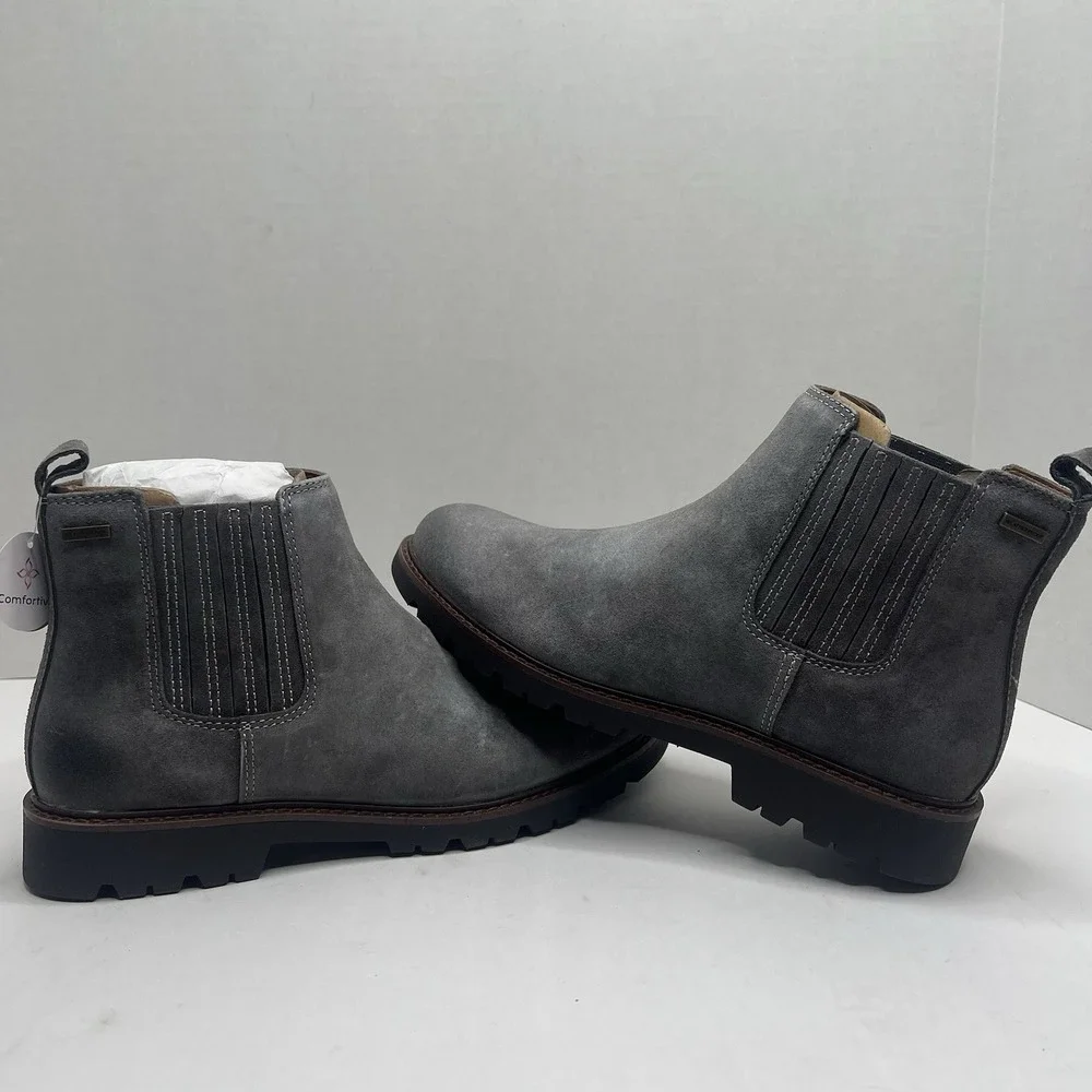 Comfortiva Ledelle Womens 10 M Smoke Suede Chelsea Boots Ankle Waterproof NIB